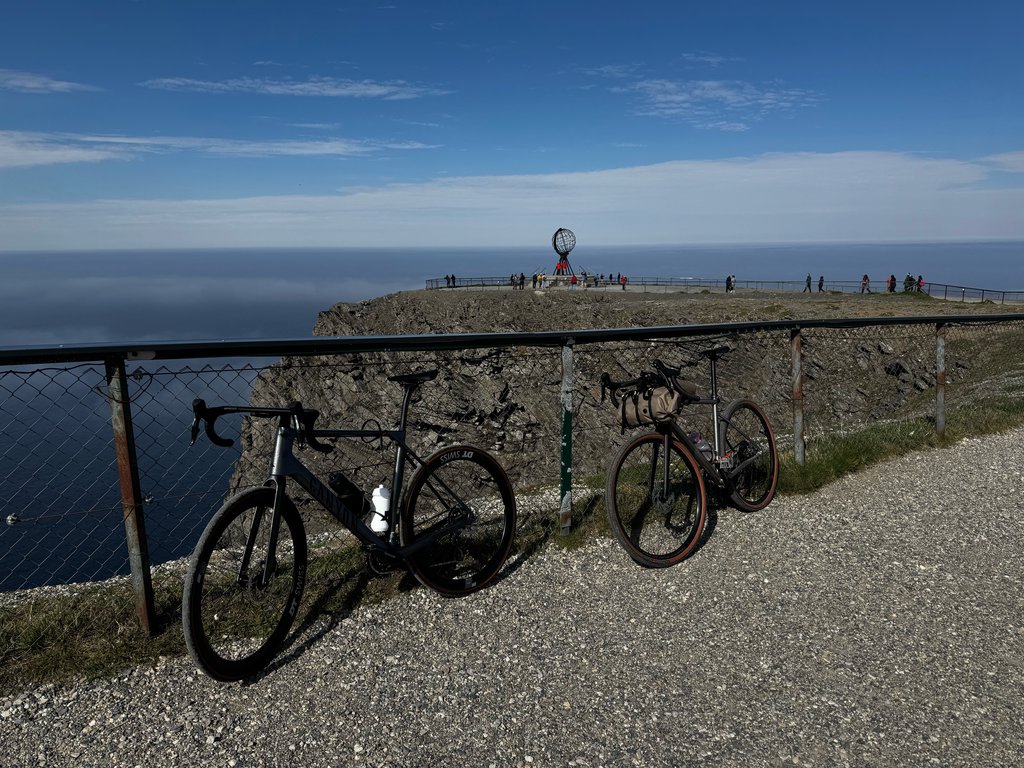 Two bikes in front of the North Cape