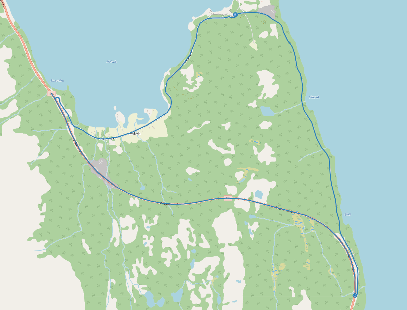 Probably better not to take the road around the Melsviktunnelen — the road partly doesn’t exist anymore.